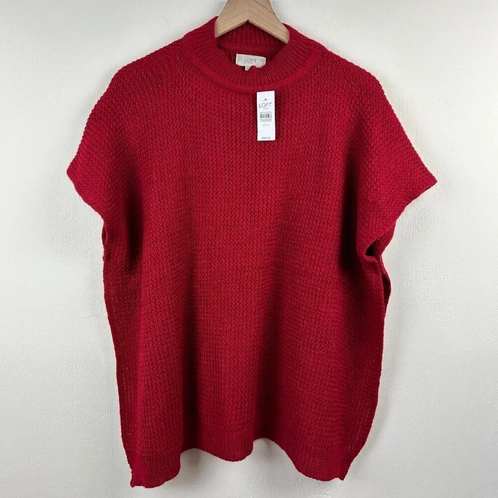 Loft Poncho Womens XS / Small Red New with Tag Oversized Boxy Sweater Ladies - Picture 2 of 10